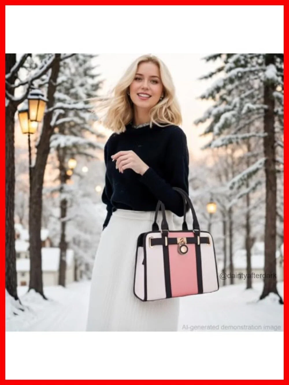 Vegan Leather Satchel Tote Handbag Set with RFID Wallet